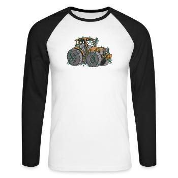 Tractor String Lights Farmer Christmas Gift - Unisex Long Sleeve Baseball T-Shirt - white/black - Front - Nik (191cm)