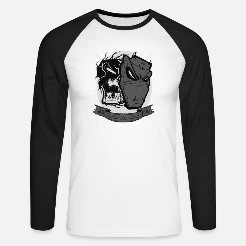 Devil mask - Unisex Baseballshirt langarm - Weiß/Schwarz