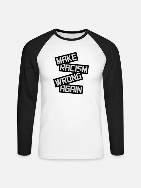 make racism wrong again - Unisex Long Sleeve Baseball T-Shirt - white/black
