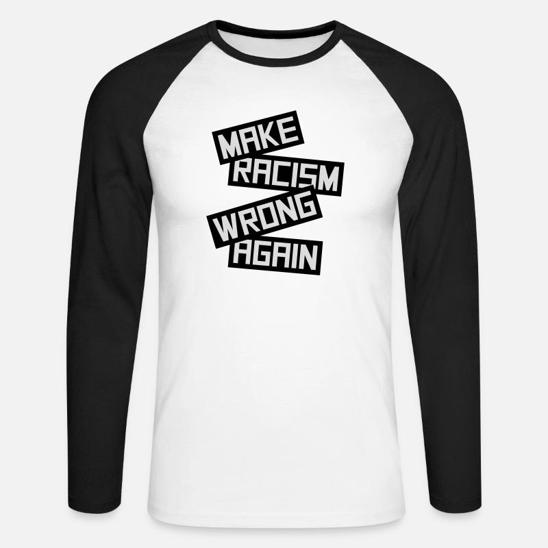 make racism wrong again - Unisex Baseballshirt langarm - Weiß/Schwarz