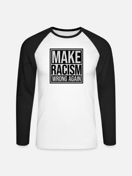 make racism wrong again - Unisex Long Sleeve Baseball T-Shirt - white/black