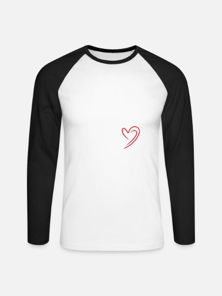 Ich liebe Fußball Herzdesign - Unisex Baseballshirt langarm - Weiß/Schwarz