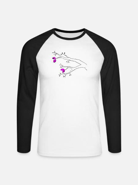 Knospen - Unisex Baseballshirt langarm - Weiß/Schwarz