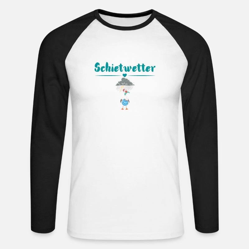 Schietwetter möwe. Maritime Mode - Unisex Baseballshirt langarm - Weiß/Schwarz