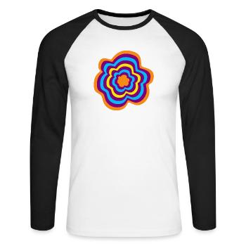 Rings Stripes Flower Yoga Meditation om - Unisex Long Sleeve Baseball T-Shirt - white/black - Front - Nik (191cm)