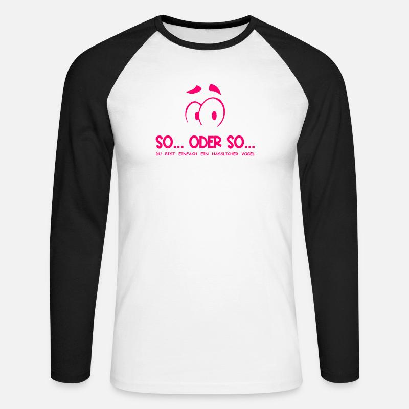 So...Oder So: Hässlicher Vogel - Neonpink - Unisex Baseballshirt langarm - Weiß/Schwarz