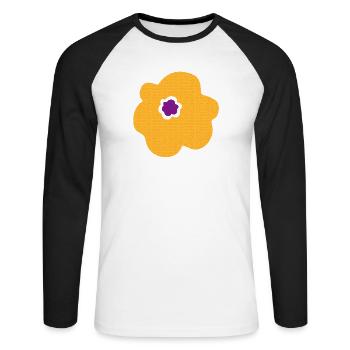 flower yellow spring dots blossom energy nature - Unisex Long Sleeve Baseball T-Shirt - white/black - Front - Nik (191cm)