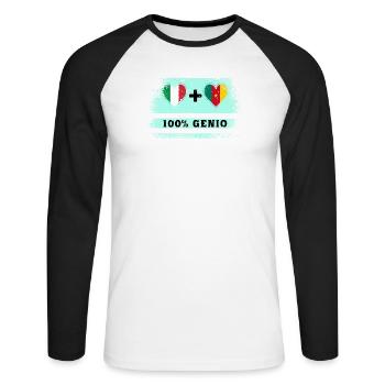 Italy and Cameroon 100% genius flag - Unisex Long Sleeve Baseball T-Shirt - white/black - Front - Nik (191cm)