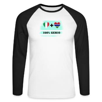 Italie et Gambie 100% drapeau de génie - T-shirt baseball manches longues Homme - blanc/noir - Devant - Nik (191cm)