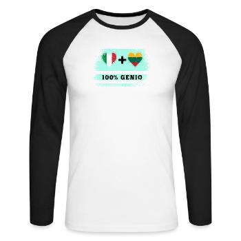 Italy and Lithuania 100% genius flag - Unisex Long Sleeve Baseball T-Shirt - white/black - Front - Nik (191cm)