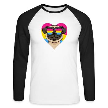 Pansexuell Hund Mops Herz Geschenk - Unisex Baseballshirt langarm - Weiß/Schwarz - Vorne - Nik (191cm)