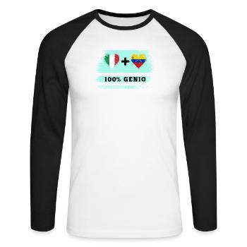 Italy and Venezuela 100% genius flag - Unisex Long Sleeve Baseball T-Shirt - white/black - Front - Nik (191cm)