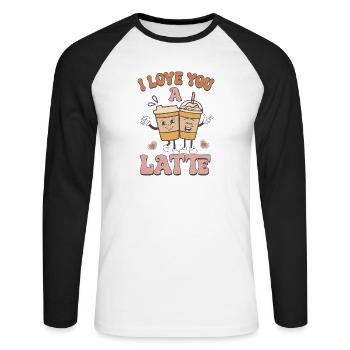 Je t’aime rétro Valentines - T-shirt baseball manches longues Homme - blanc/noir - Devant - Nik (191cm)