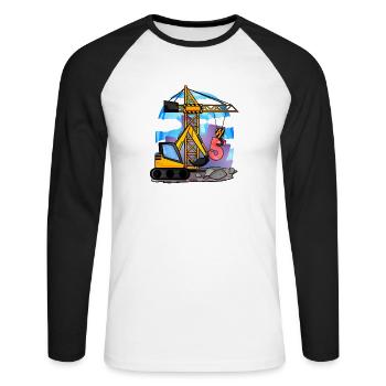 5th birthday 5 years crane construction site excavator boy - Unisex Long Sleeve Baseball T-Shirt - white/black - Front - Nik (191cm)