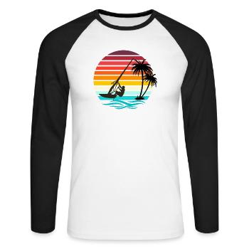 Windsurfer - Retro Vintage Sunset - Unisex Baseballshirt langarm - Weiß/Schwarz - Vorne - Nik (191cm)