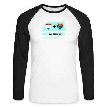 L’Afrique du Sud et les Pays-Bas 100% Genius flag - T-shirt baseball manches longues Homme - blanc/noir - Devant - Nik (191cm)