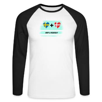 Danemark et Suède 100% Parfait / Cadeau - T-shirt baseball manches longues Homme - blanc/noir - Devant - Nik (191cm)