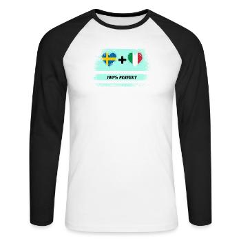 Italie et Suède 100% Parfait / Cadeau - T-shirt baseball manches longues Homme - blanc/noir - Devant - Nik (191cm)