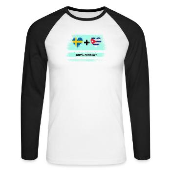 Cuba et Suède 100% parfait / cadeau - T-shirt baseball manches longues Homme - blanc/noir - Devant - Nik (191cm)