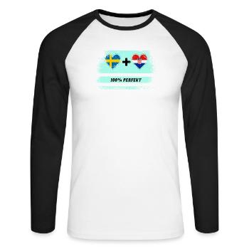 Croatie et Suède 100% parfait / cadeau - T-shirt baseball manches longues Homme - blanc/noir - Devant - Nik (191cm)