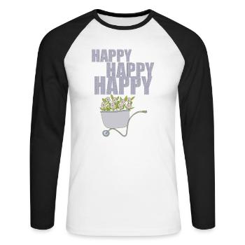 SCHUBKARREN HAPPY - Unisex Baseballshirt langarm - Weiß/Schwarz - Vorne - Nik (191cm)