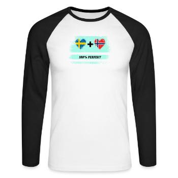 Norvège et Suède 100% Parfait / Cadeau - T-shirt baseball manches longues Homme - blanc/noir - Devant - Nik (191cm)