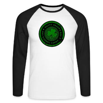 St Patrick's Day Green Footprint - Unisex Long Sleeve Baseball T-Shirt - white/black - Front - Nik (191cm)