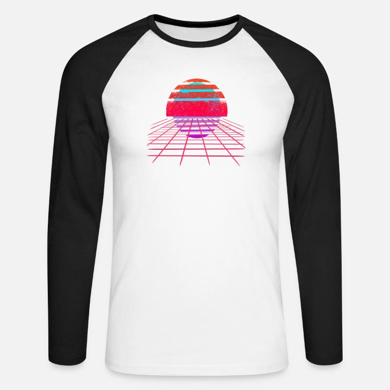 Retro Wave Sunset Vaporwave - Unisex Baseballshirt langarm - Weiß/Schwarz