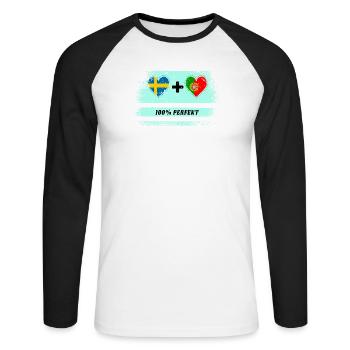 Portugal et Suède 100 % parfait / Cadeau - T-shirt baseball manches longues Homme - blanc/noir - Devant - Nik (191cm)