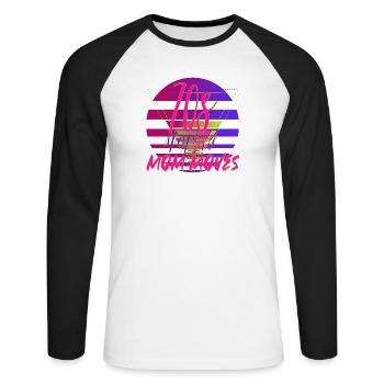 70s mom doing some mom moves - bunt & verrückt - Unisex Baseballshirt langarm - Weiß/Schwarz - Vorne - Nik (191cm)