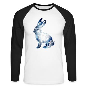 glass rabbit colored in glass look - Unisex Long Sleeve Baseball T-Shirt - white/black - Front - Nik (191cm)