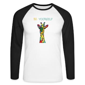 Giraffe Be Yourself Sei Du Selbst Bunt Anders - Unisex Baseballshirt langarm - Weiß/Schwarz - Vorne - Nik (191cm)