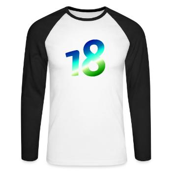 kleidung geburtstag, 18 karibischer Farbverlauf - Unisex Baseballshirt langarm - Weiß/Schwarz - Vorne - Nik (191cm)
