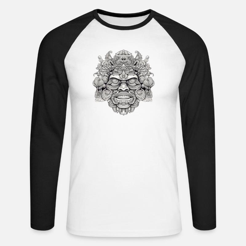 Psychedelischer Kopf - Unisex Baseballshirt langarm - Weiß/Schwarz