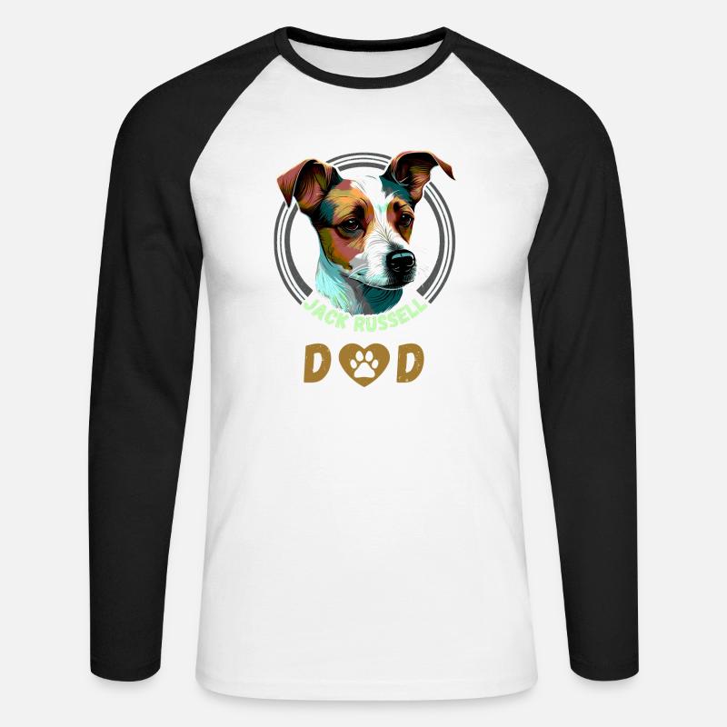 Jack Russell Dad - Unisex Baseballshirt langarm - Weiß/Schwarz