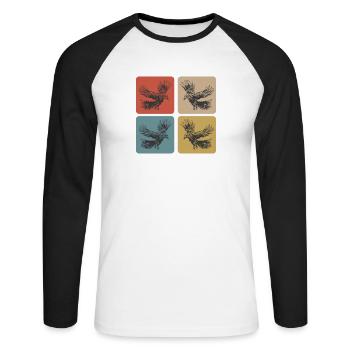 Raben Design - Unisex Baseballshirt langarm - Weiß/Schwarz - Vorne - Nik (191cm)