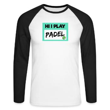 Déclaration de Balles de jeu de padel de joueur de padel de loisir - T-shirt baseball manches longues Homme - blanc/noir - Devant - Nik (191cm)