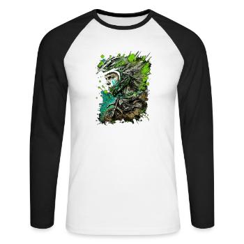 Motocross éclaboussures Neon Rider - T-shirt baseball manches longues Homme - blanc/noir - Devant - Nik (191cm)