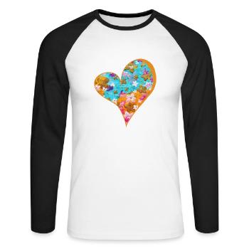 FrühlingsBlüten - Sonja Ariel von Staden - Unisex Baseballshirt langarm - Weiß/Schwarz - Vorne - Nik (191cm)