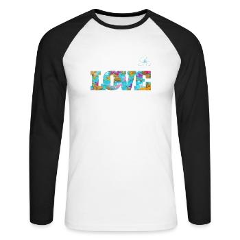 Love Frühlingsblüten - Sonja Ariel von Staden - Unisex Baseballshirt langarm - Weiß/Schwarz - Vorne - Nik (191cm)
