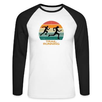 trail, trail running, running - Unisex Long Sleeve Baseball T-Shirt - white/black - Front - Nik (191cm)