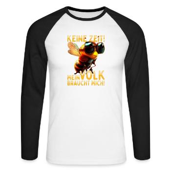 Biene Keine Zeit Volk Braucht Mich Imker Bienen - Unisex Baseballshirt langarm - Weiß/Schwarz - Vorne - Nik (191cm)