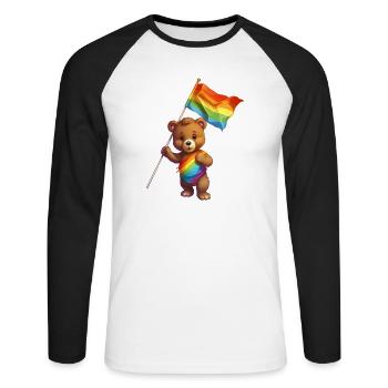 Liebe ist eine Bärennotwendigkeit - Unisex Baseballshirt langarm - Weiß/Schwarz - Vorne - Nik (191cm)