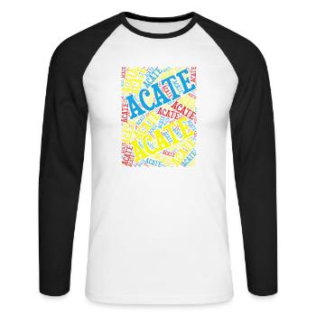 Sicilia t-shirt t-shirt Acate word cloud - Unisex Long Sleeve Baseball T-Shirt - white/black - Front - Nik (191cm)