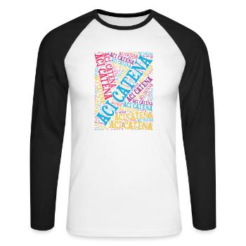 T-shirt Sicilia T-shirt nuage de mots Aci Catena - T-shirt baseball manches longues Homme - blanc/noir - Devant - Nik (191cm)