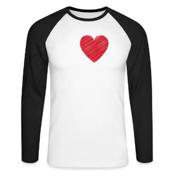 Ich liebe Papa Herz - Unisex Baseballshirt langarm - Weiß/Schwarz - Vorne - Nik (191cm)