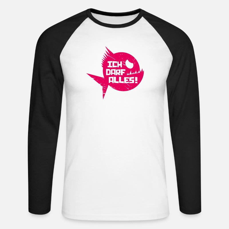piranhadarfalles - Unisex Baseballshirt langarm - Weiß/Schwarz