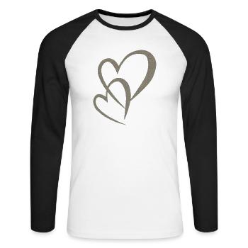 Tissu double du cœur - T-shirt baseball manches longues Homme - blanc/noir - Devant - Nik (191cm)