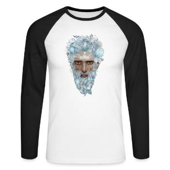 mystérieux portrait d’un Verseau - T-shirt baseball manches longues Homme - blanc/noir - Devant - Nik (191cm)