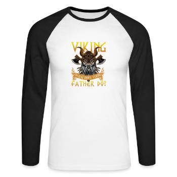 Wikinger Vater - Unisex Baseballshirt langarm - Weiß/Schwarz - Vorne - Nik (191cm)